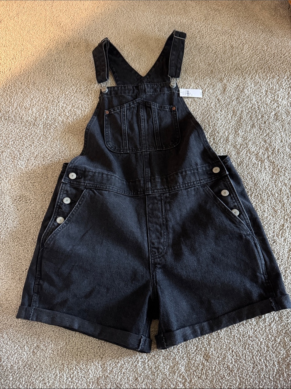 NWT Old Navy Black Denim Short Overalls